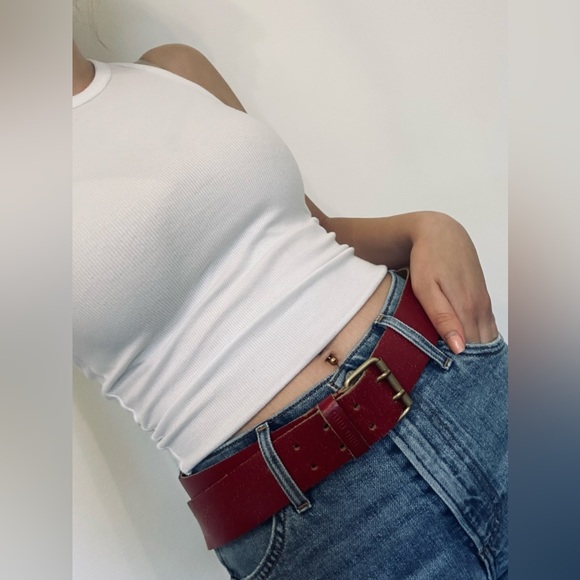 Authentic Vintage Miu Miu Red Leather Belt - Picture 2 of 9